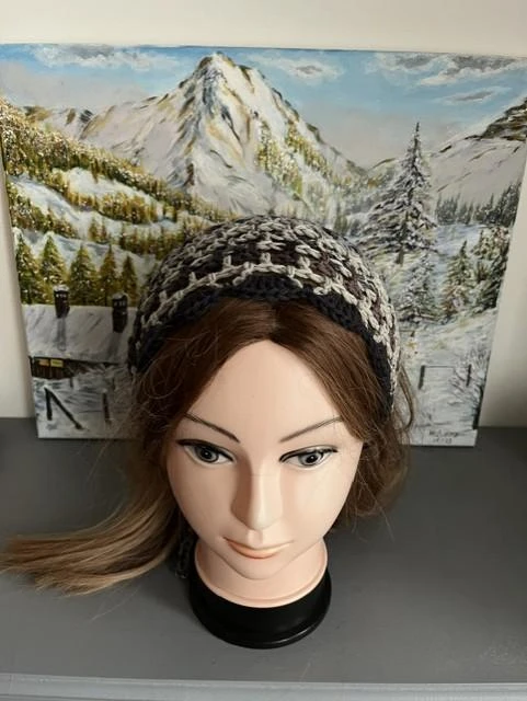 Bandana bandeau foulard headband pañuelo Laine Noir Gris Taille unique adulte et – photo 4